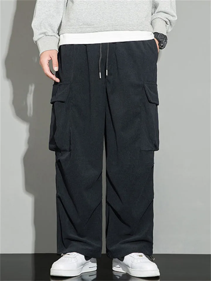 Men's Autumn Corduroy Multi-Pocket Drawstring Cargo Pants