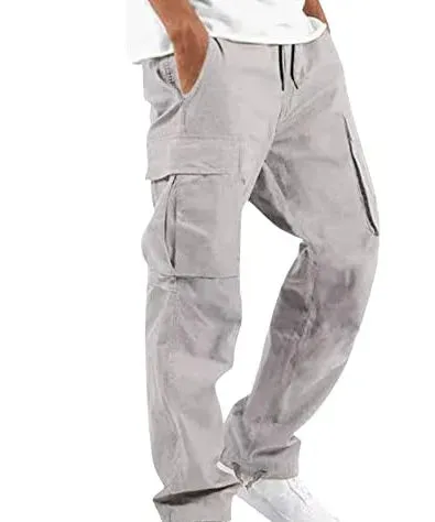 Men's cargo pants drawstring multi pocket pants