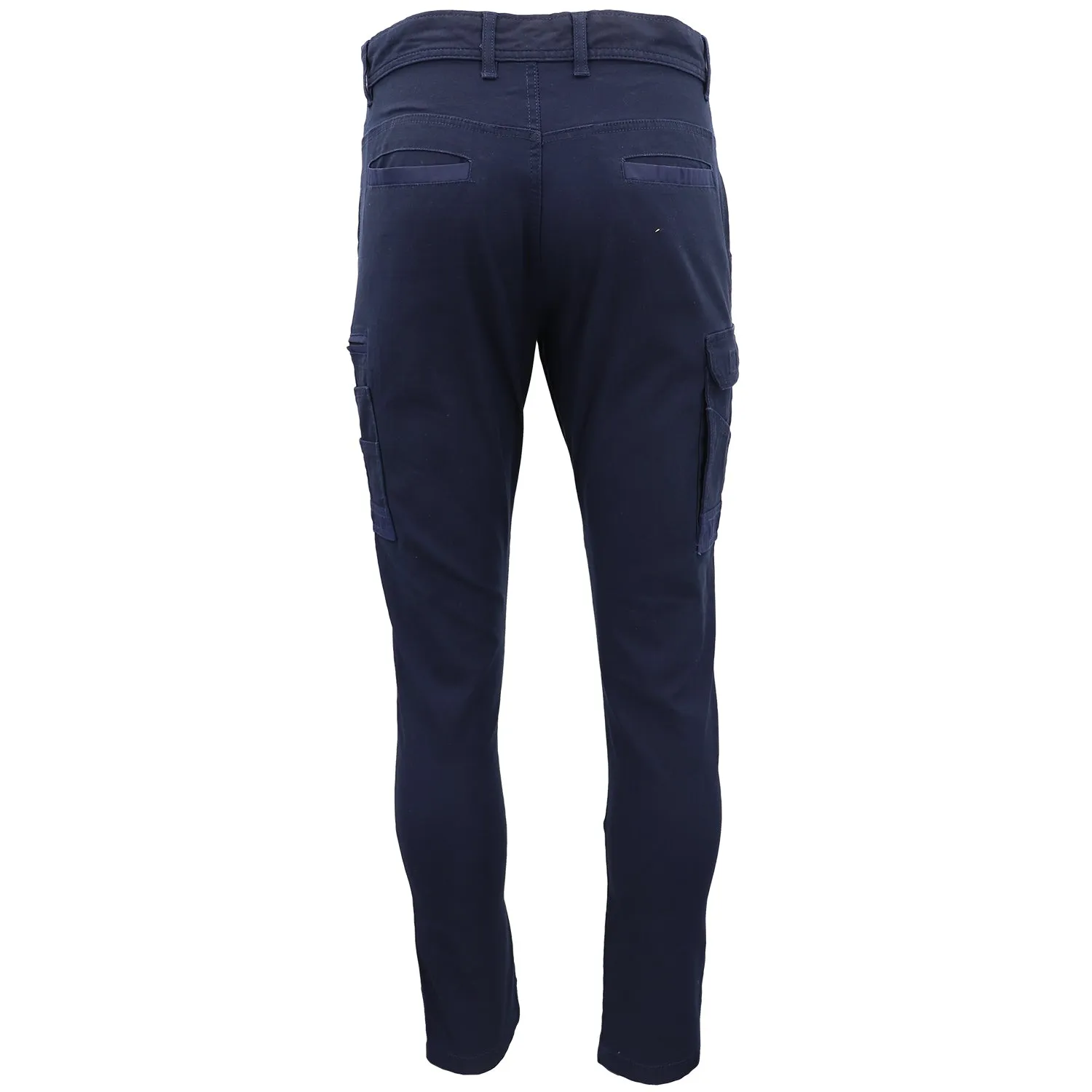 Men's Cotton Drill Cargo Work Pants UPF 50  13 Pockets Tradies Workwear Trousers, Navy, 36