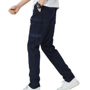 Men's Cotton Drill Cargo Work Pants UPF 50  13 Pockets Tradies Workwear Trousers, Navy, 36