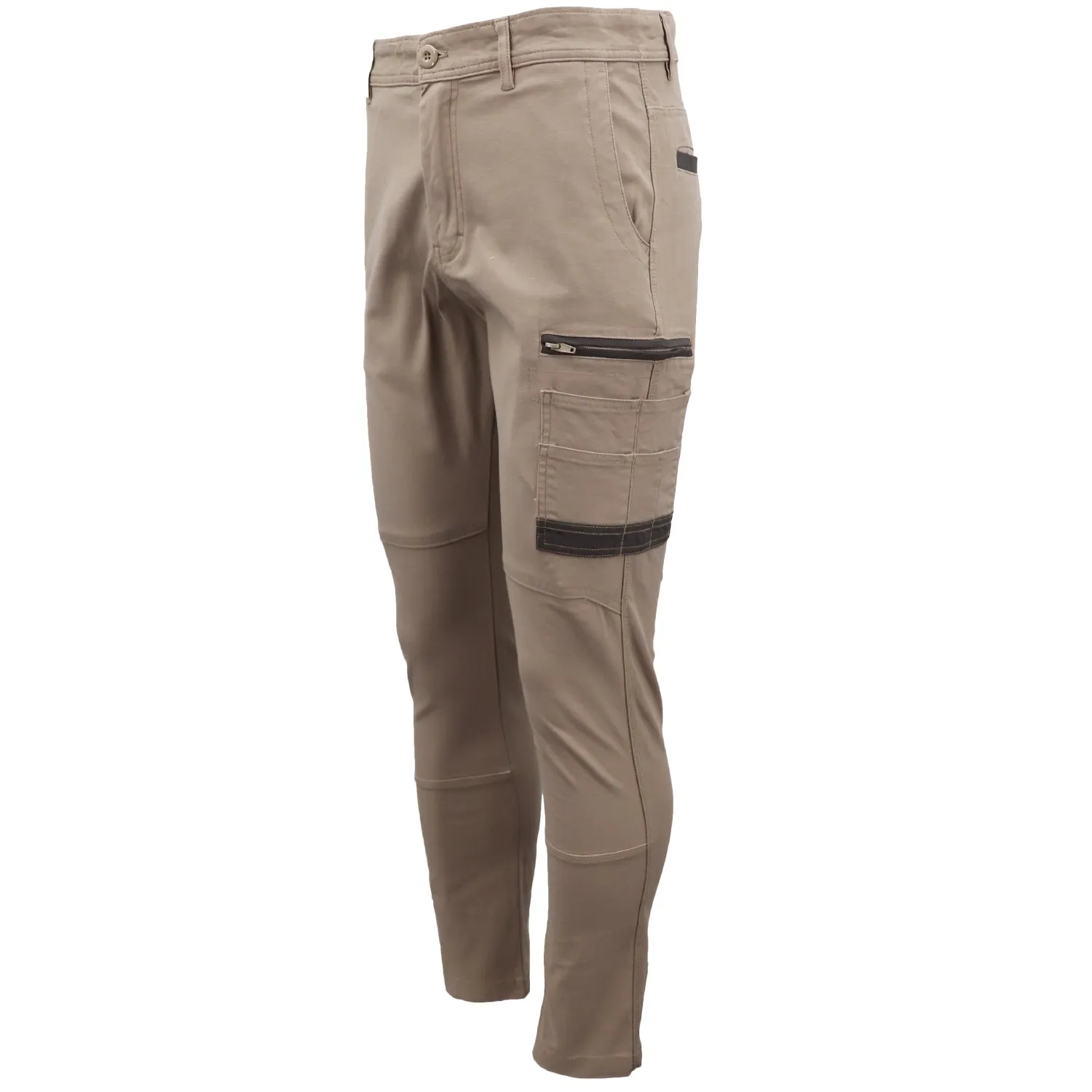 Men's Cotton Drill Cargo Work Pants UPF 50  13 Pockets Tradies Workwear Trousers, Navy, 36