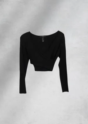 Merleen Crossover Crop Top - Black