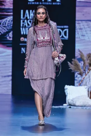 MERLOT GEOMETRIC PRINTED TUNIC SET