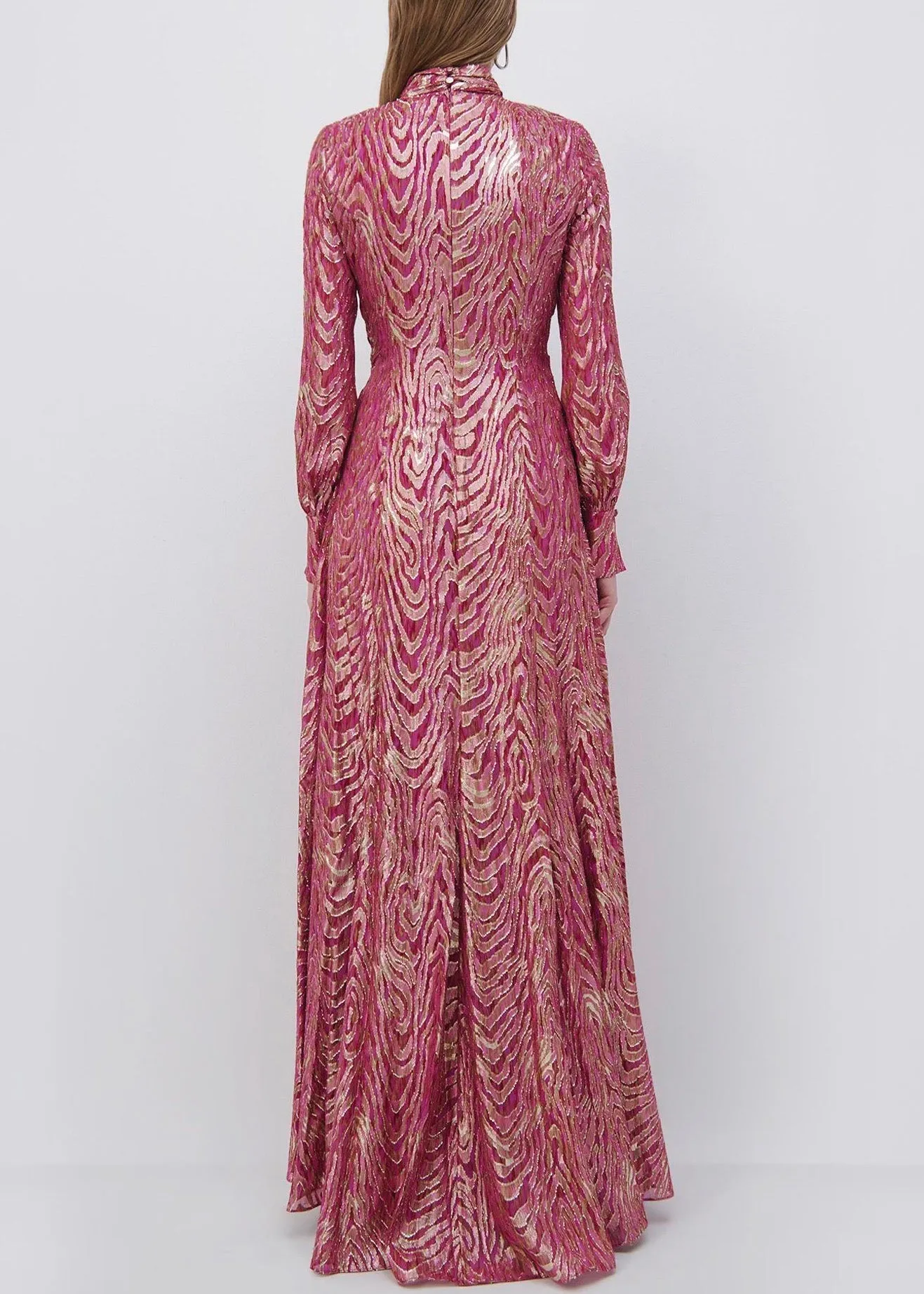 Merren Moire L/S Wrap Gown (Bougainvillea Metal)