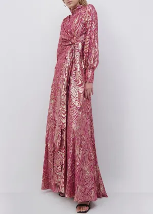 Merren Moire L/S Wrap Gown (Bougainvillea Metal)