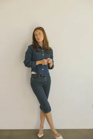 Mid Rise Denim Capris