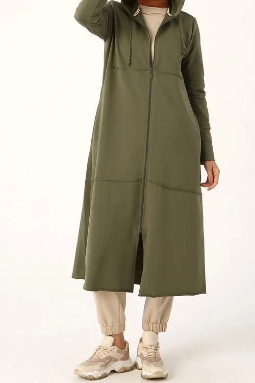 Midi Length Zip-up Hoodie