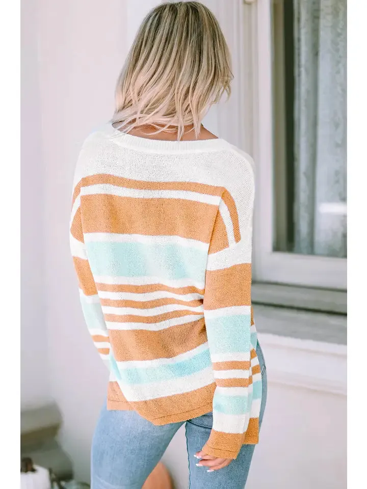 Miller Colorblock Stripe Split Sweater