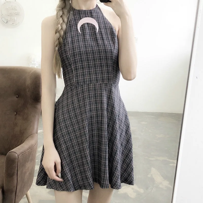 Moon embroidered halter dress YC21729