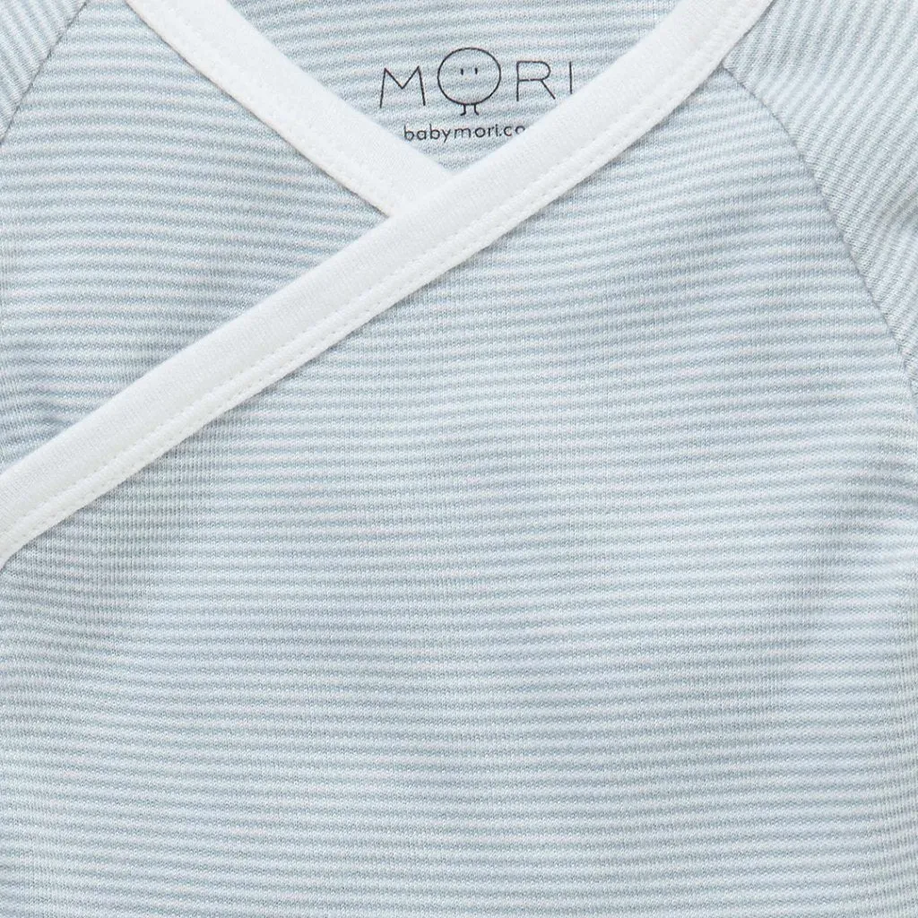 MORI Long Sleeve Kimono Bodysuit - Blue Stripe
