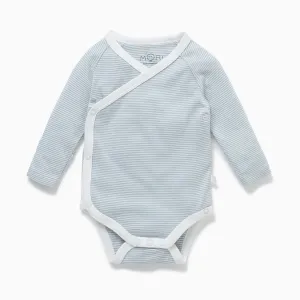 MORI Long Sleeve Kimono Bodysuit - Blue Stripe