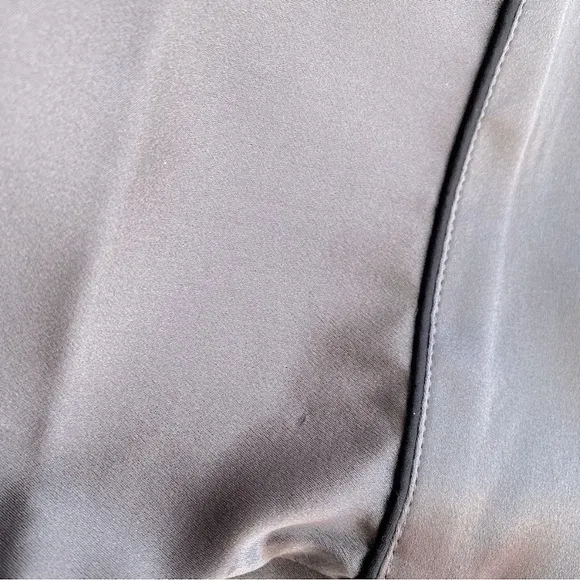 MULBERRY SILK WRAP PAJAMA TOP LONG SLEEVE BED JACKET Pewter Gray XL