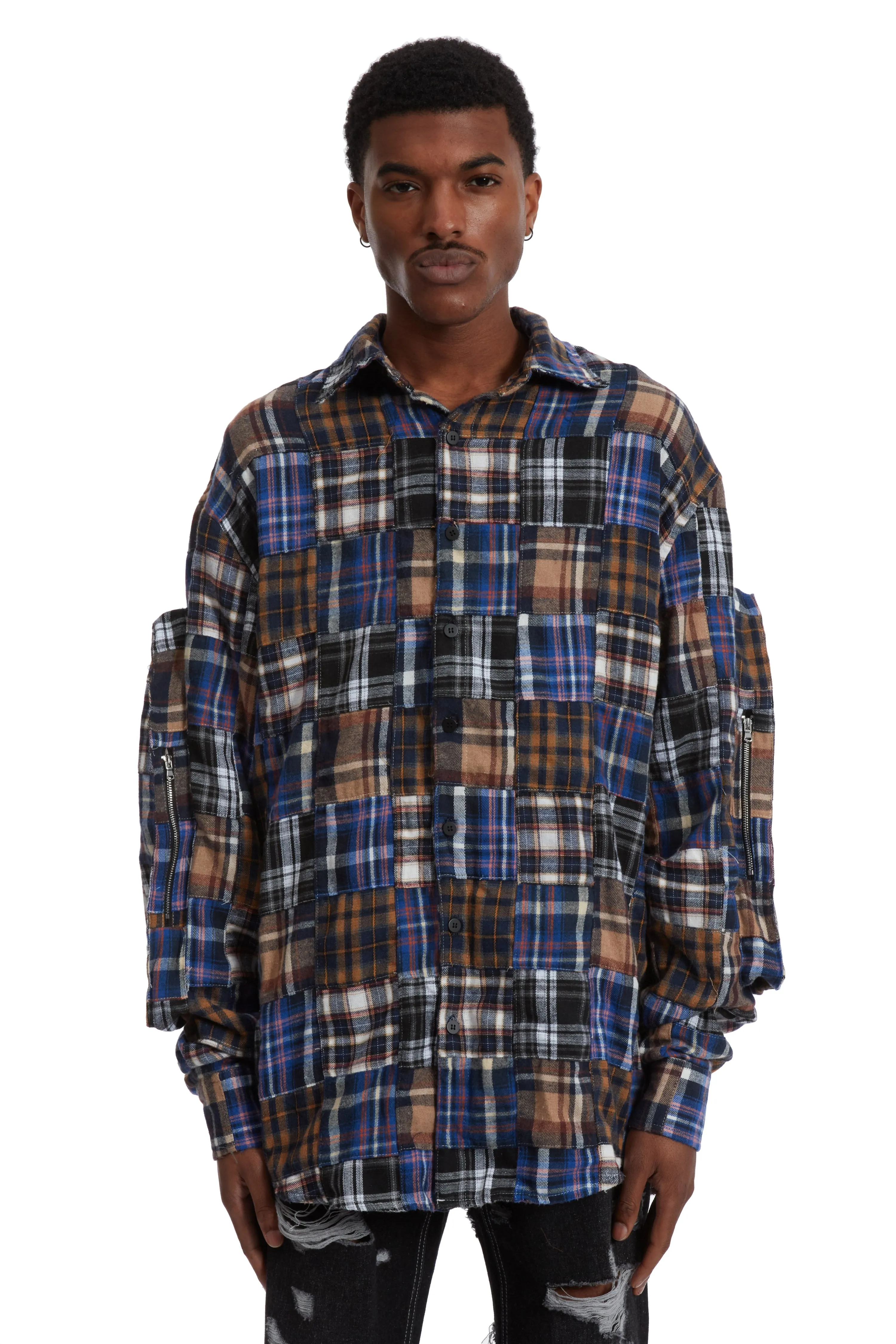 MULTI-PLAID POCKET FLANNEL
