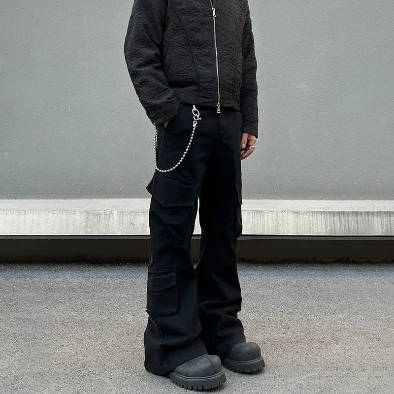 Multi-Pocket Cargo Flared Pants