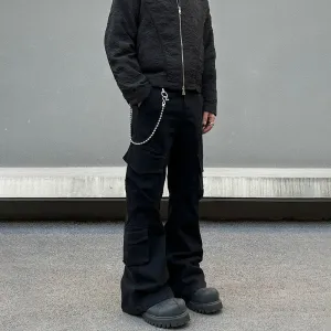 Multi-Pocket Cargo Flared Pants