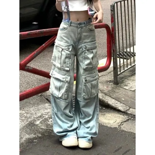 Multi-Pocket cargo Wide Leg Jeans