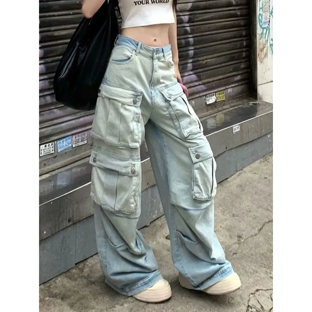 Multi-Pocket cargo Wide Leg Jeans
