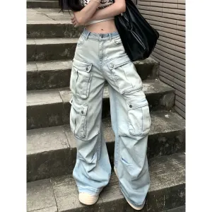 Multi-Pocket cargo Wide Leg Jeans