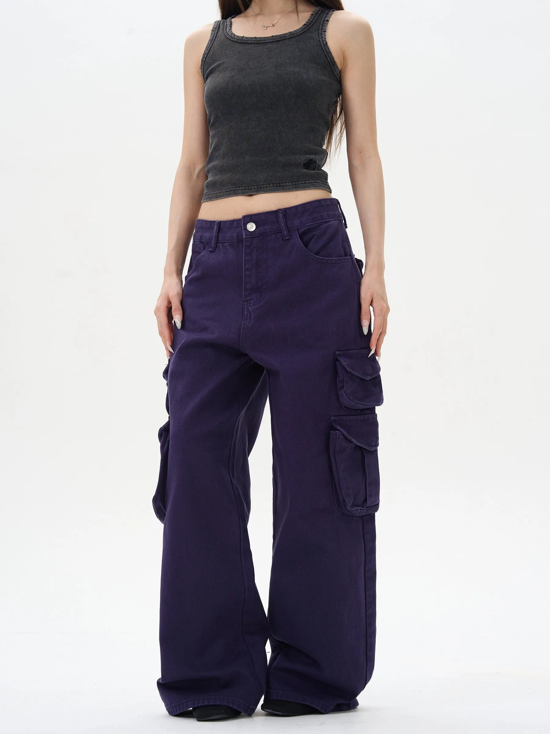 Multi-Pocket Distressed Cargo Pants