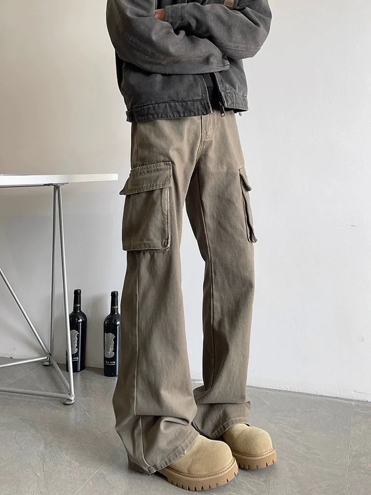 Multi-Pocket Flared Pants