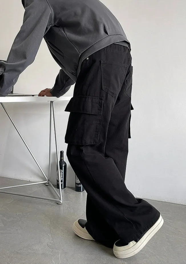 Multi-Pocket Flared Pants