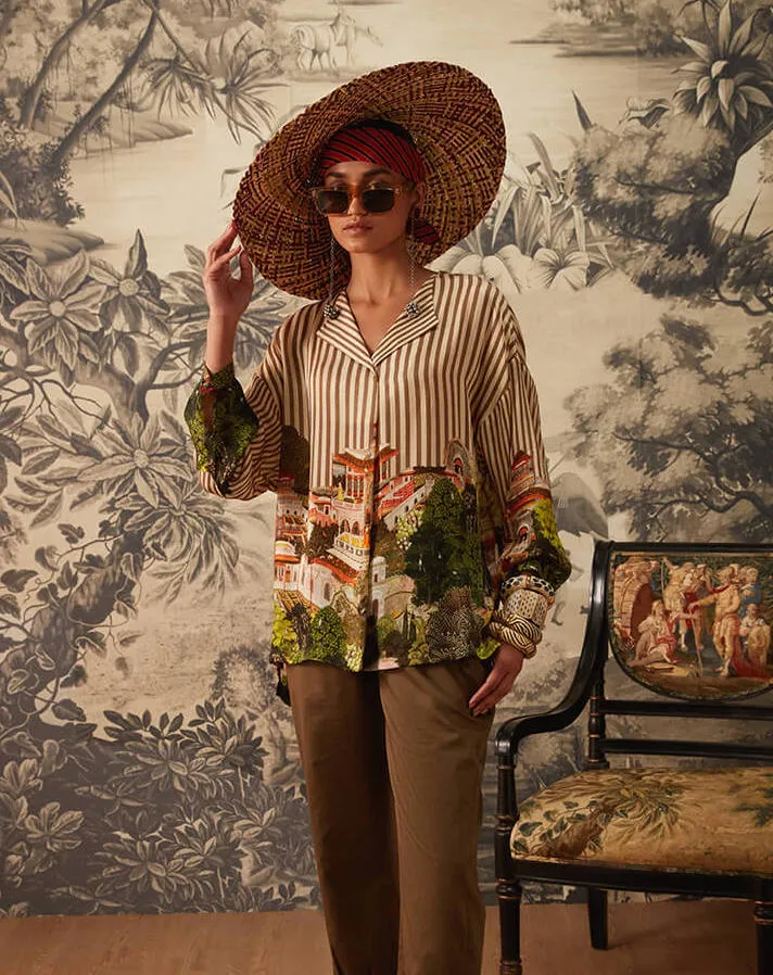Multicolor striped printed tunic