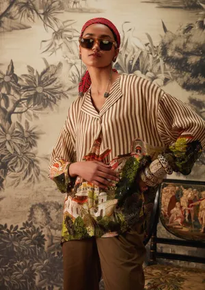 Multicolor striped printed tunic