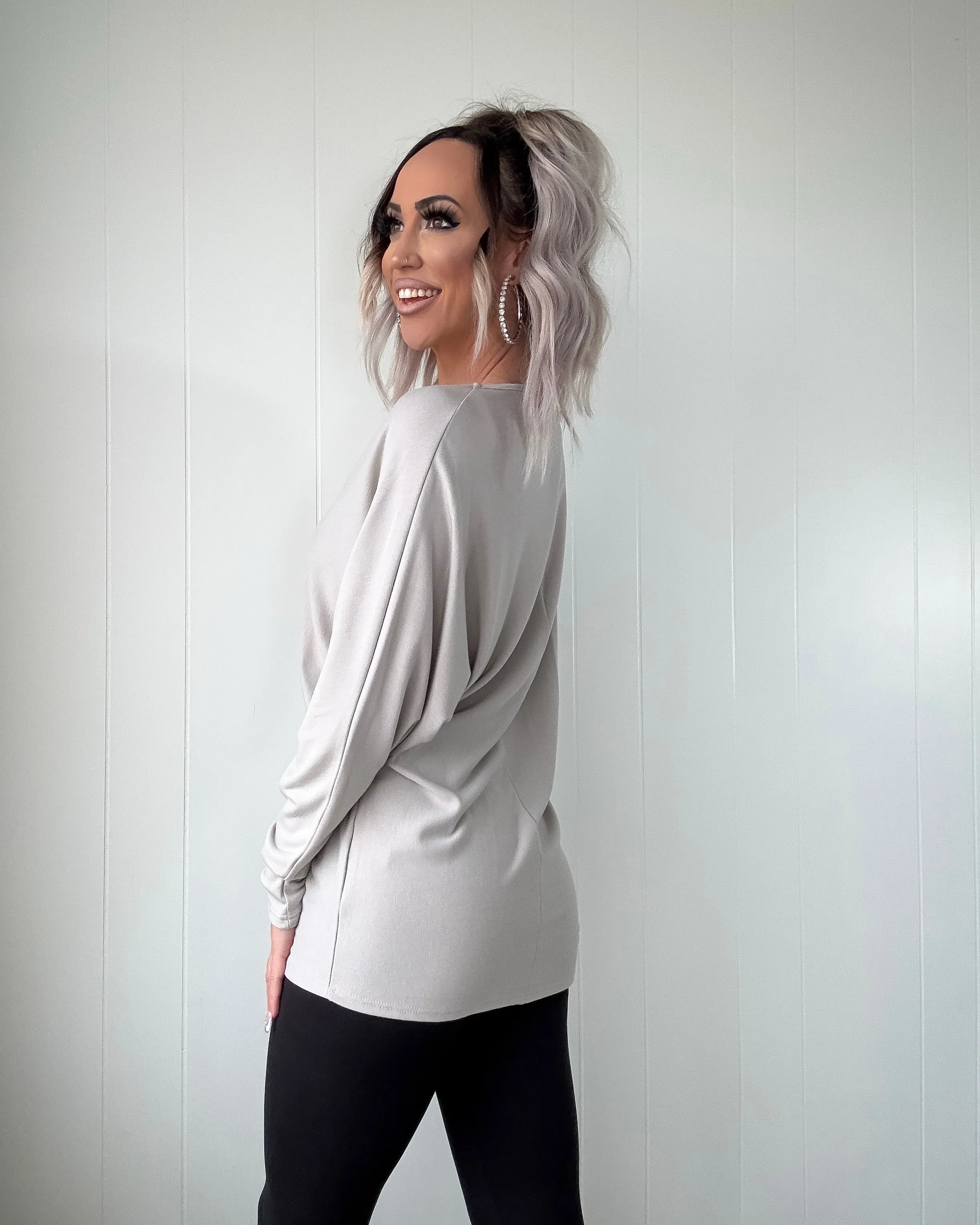 Muted Muse Dolman Tunic - Taupe Grey