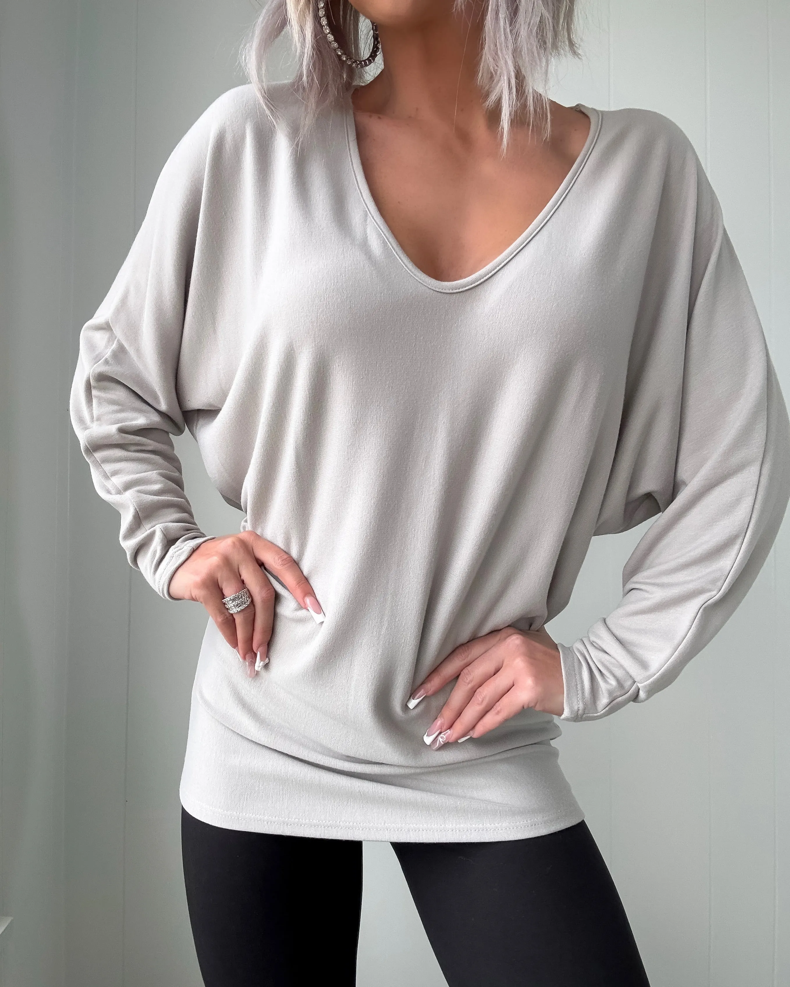 Muted Muse Dolman Tunic - Taupe Grey