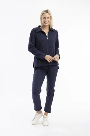 Navy Knit Sweat Pants - Orientique