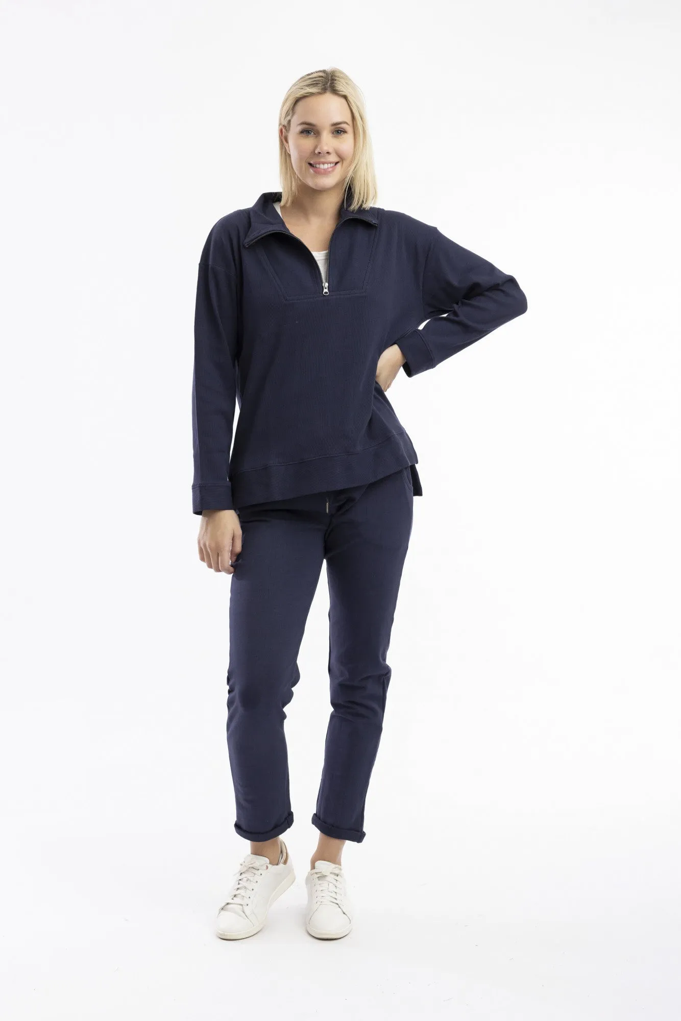 Navy Knit Sweat Pants - Orientique