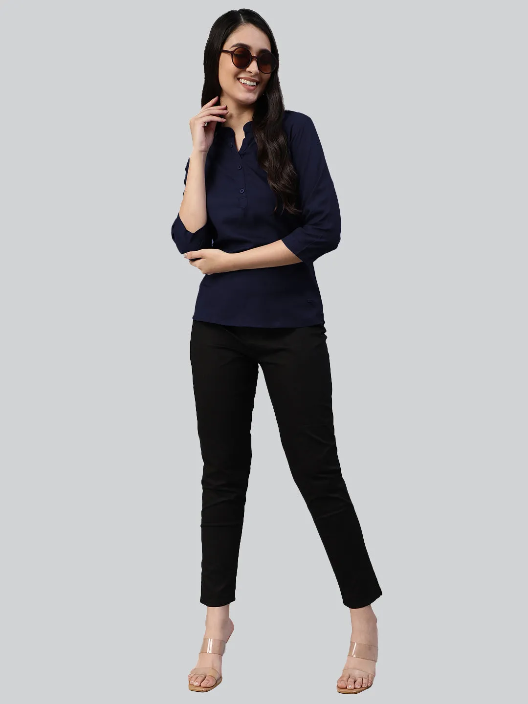 Navy Woven Rayon Tunic #430