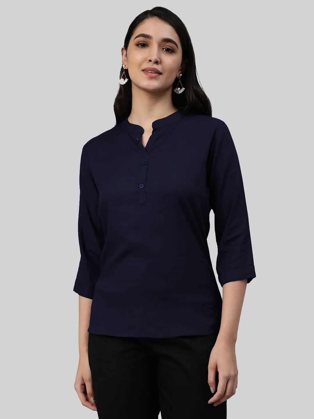 Navy Woven Rayon Tunic #430