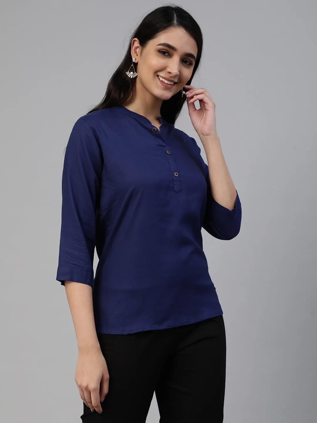 Navy Woven Rayon Tunic #430