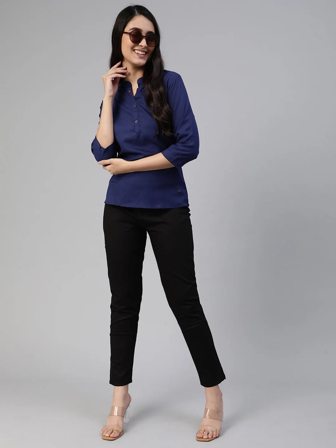 Navy Woven Rayon Tunic #430