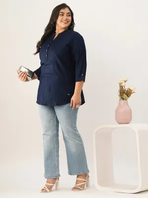NavyBlue Comfort Fit Rayon Tunics for Women Online India Hip Length Straight - Zola