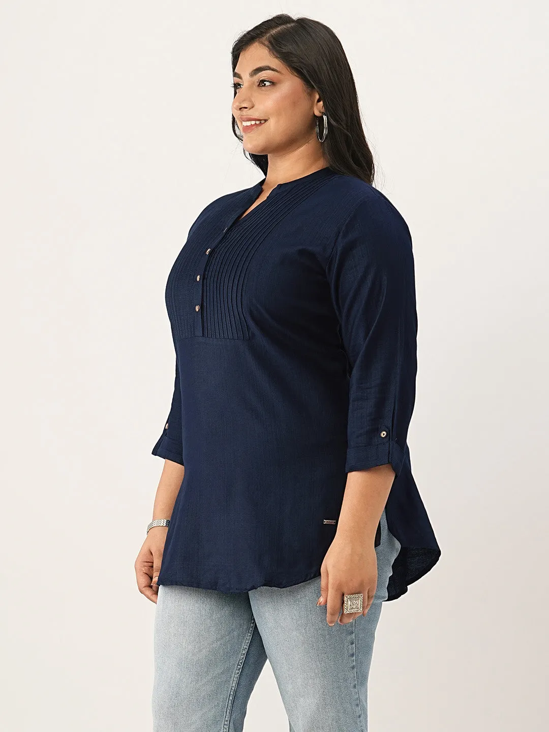 NavyBlue Comfort Fit Rayon Tunics for Women Online India Hip Length Straight - Zola