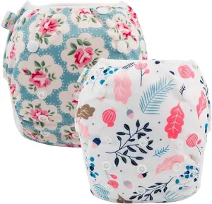 New 2 PACK Babygoal Baby Reusable Swim Diapers,Washable and Adjustable Snaps Grow with your child for Babies 0-3 Years, Great for Swim Lessons, Pool or Beach! Floral! Retails $22