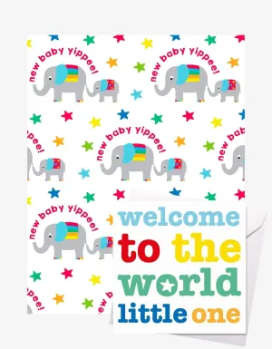 New Baby Elly Gift Wrap   Personalised Card Bundle