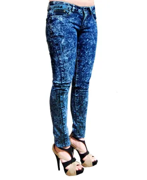 New B&G Women''s Stone Washed Faded Denim Slim Skinny Mid Rise Blue Jeans Pants