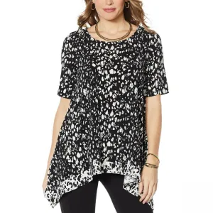Nina Leonard Women's Miracle Matte Jersey Printed Layered Tunic Top