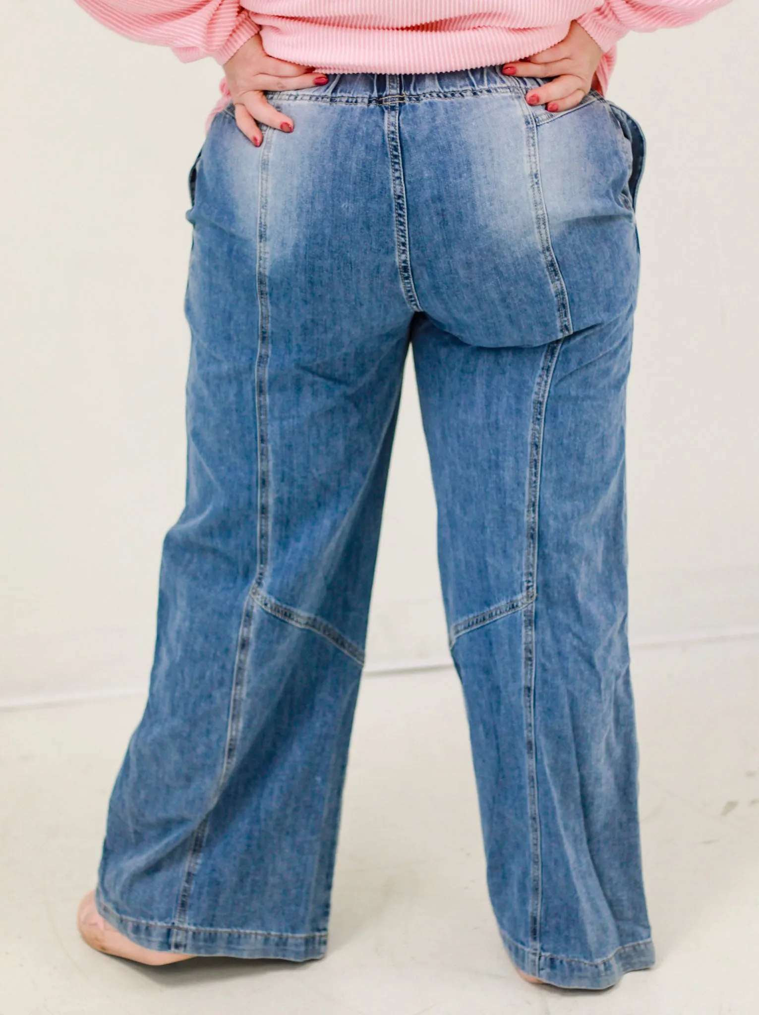 No Doubts Elastic Waist Denim Pants