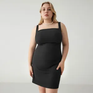 Nora Plus Size Square Neck Sleeveless Bodycon Mini Dress