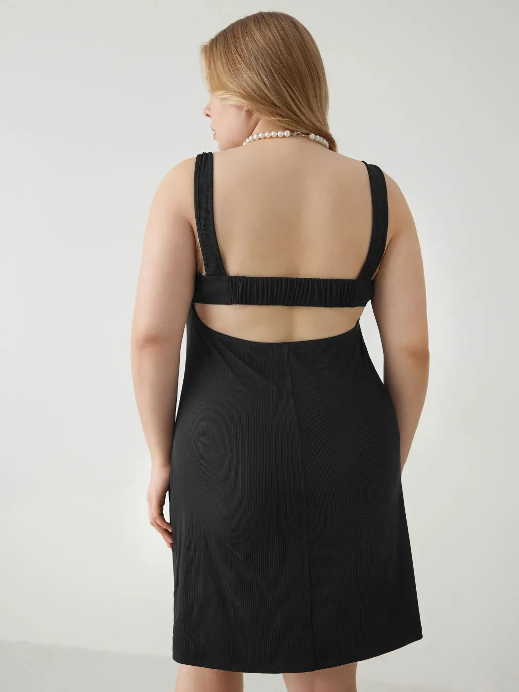 Nora Plus Size Square Neck Sleeveless Bodycon Mini Dress