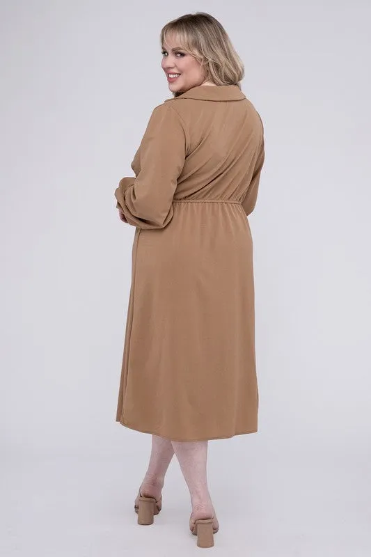 Nuvi Apparel Plus Solid Twist Front Wrap Dress