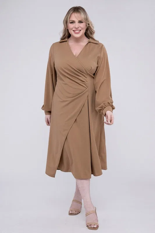 Nuvi Apparel Plus Solid Twist Front Wrap Dress