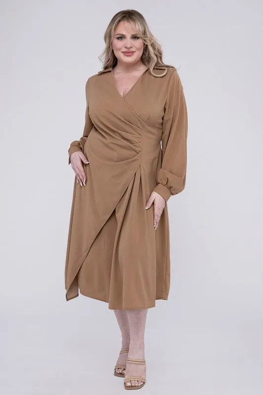 Nuvi Apparel Plus Solid Twist Front Wrap Dress