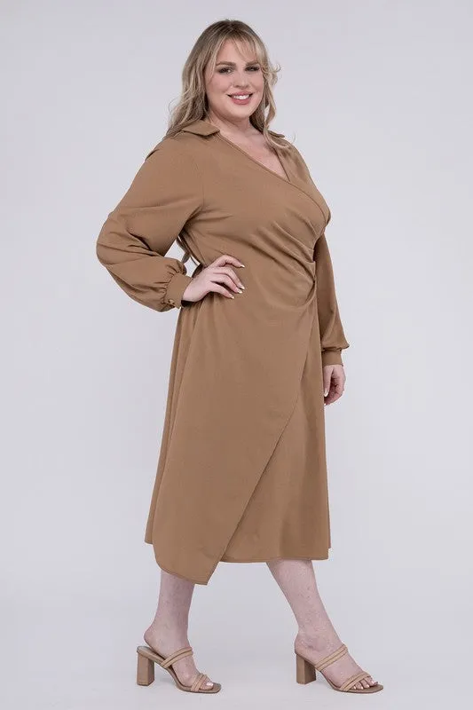 Nuvi Apparel Plus Solid Twist Front Wrap Dress