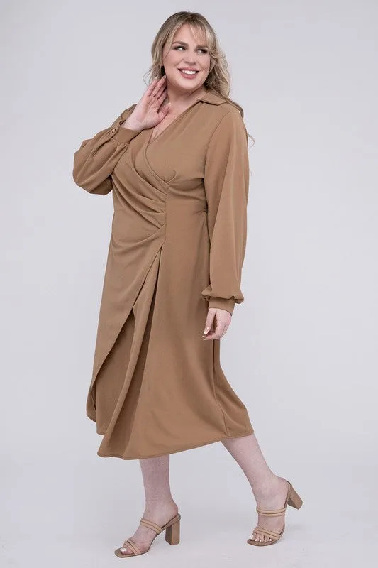 Nuvi Apparel Plus Solid Twist Front Wrap Dress