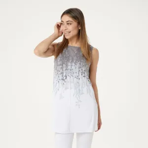 NWT Lisa Rinna Collection Sleeveless Reverse Border Print Tunic Top. A305092 XL